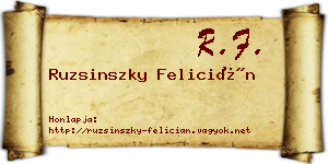 Ruzsinszky Felicián névjegykártya